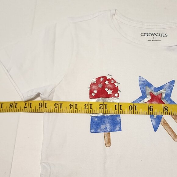 Crewcuts Factory sz 12 girls white T shirt Ice cream red white blue - Picture 6 of 6